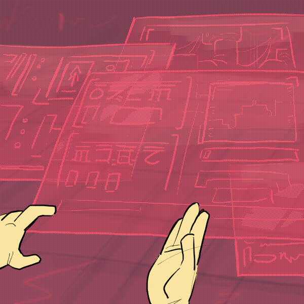 A series of windows and tabs showing nonsense on them